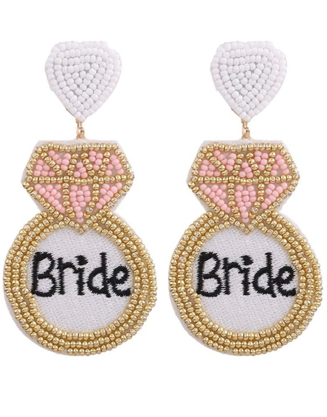 White Beaded Bride Earrings