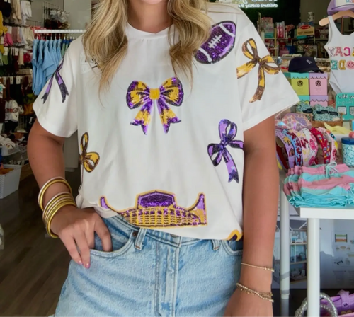 LSU Sequin Patch Shirt