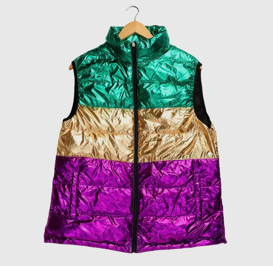 Mardi Gras Puffer Vest