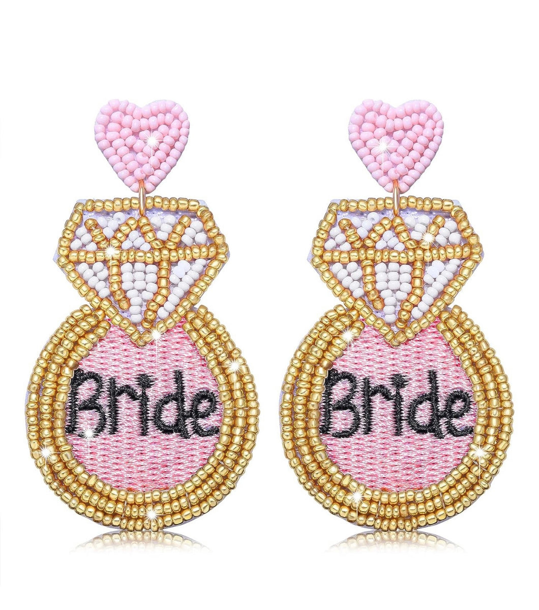 Pink Beaded Bride Earrings