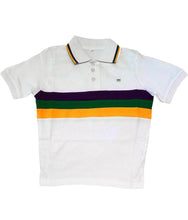 Load image into Gallery viewer, Unisex  3Striped Mardi Gras Polo