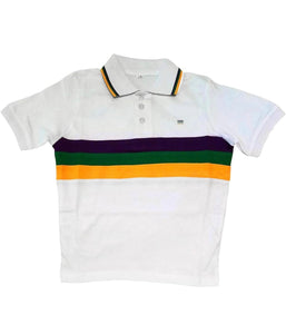 Unisex  3Striped Mardi Gras Polo