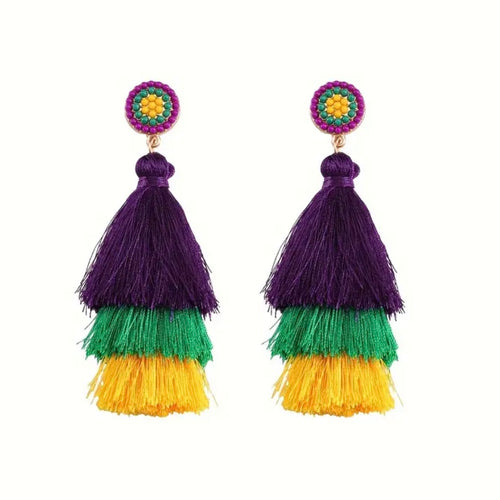 Mardi Gras Tassel Earrings