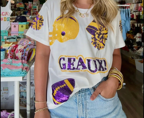 LSU Sequin Patch Shirt