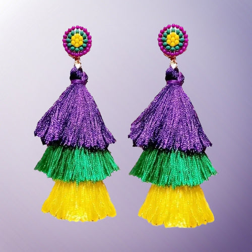 Mardi Gras Tassel Earrings