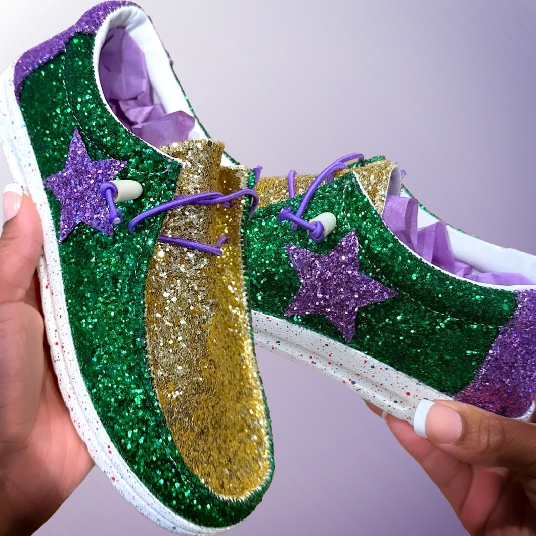 Mardi Gras Slip Ons