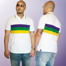 Load image into Gallery viewer, Unisex  3Striped Mardi Gras Polo